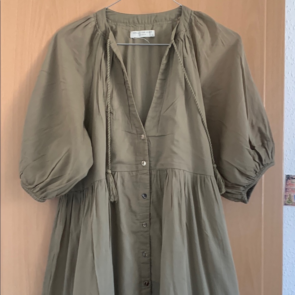 Spell | Honey Smock Dress in Olive | Sz XS, Organic Cotton - Picture 7 of 14